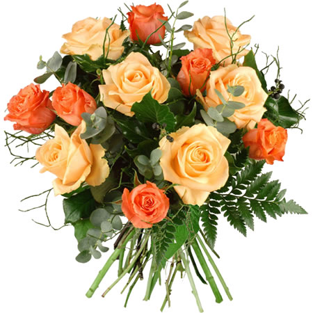 Bouquet de Fleurs Roses Orange et Jaune